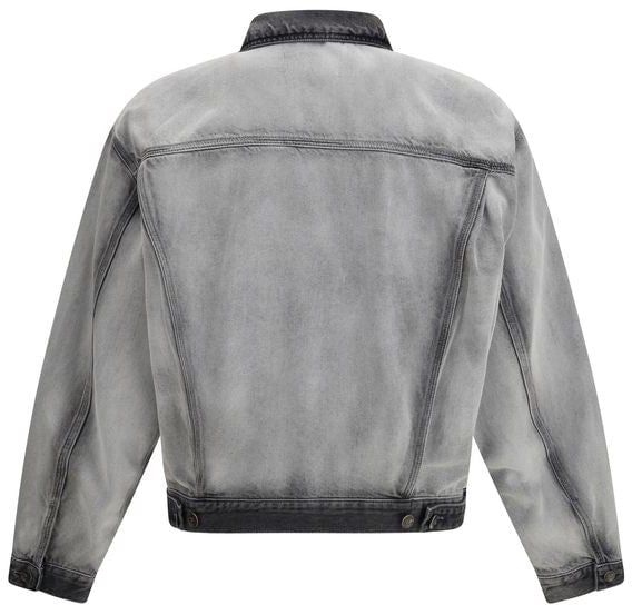 Diesel Gray Cotton Denim Jacket Grijs