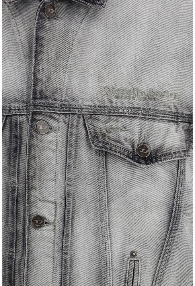 Diesel Gray Cotton Denim Jacket Grijs