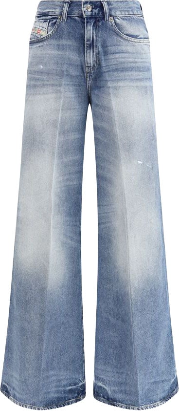 Diesel Blue Cotton Bootcut Jeans Blauw