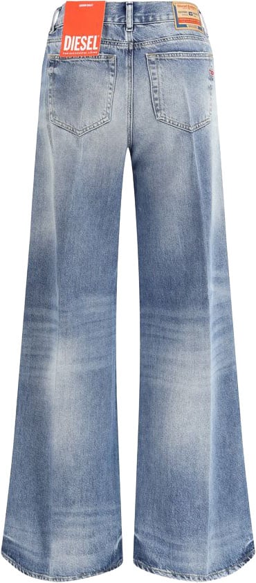 Diesel Blue Cotton Bootcut Jeans Blauw