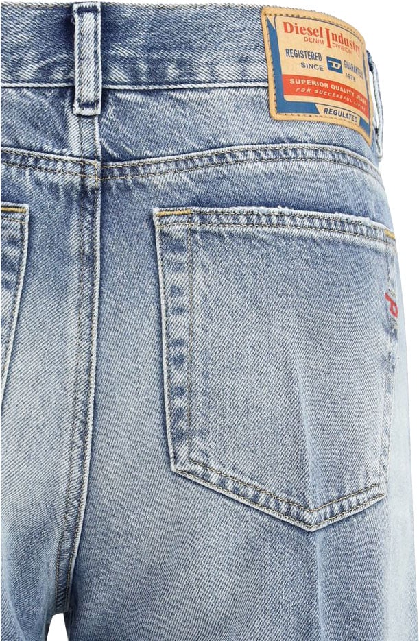 Diesel Blue Cotton Bootcut Jeans Blauw