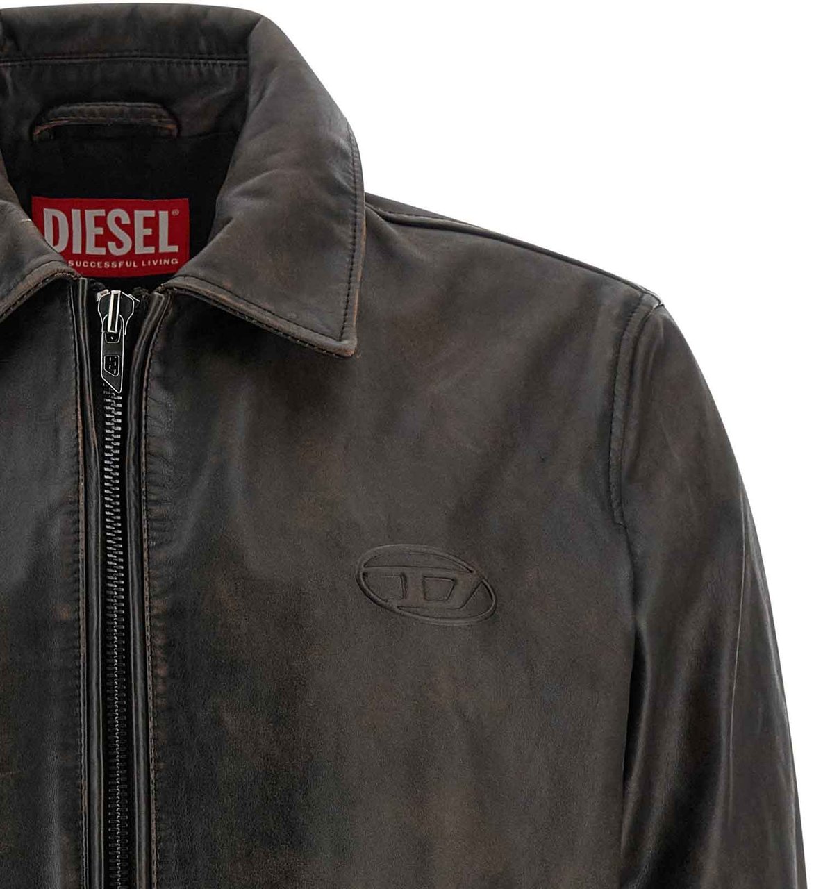 Diesel Brown Cowhide Leather Jacket Bruin