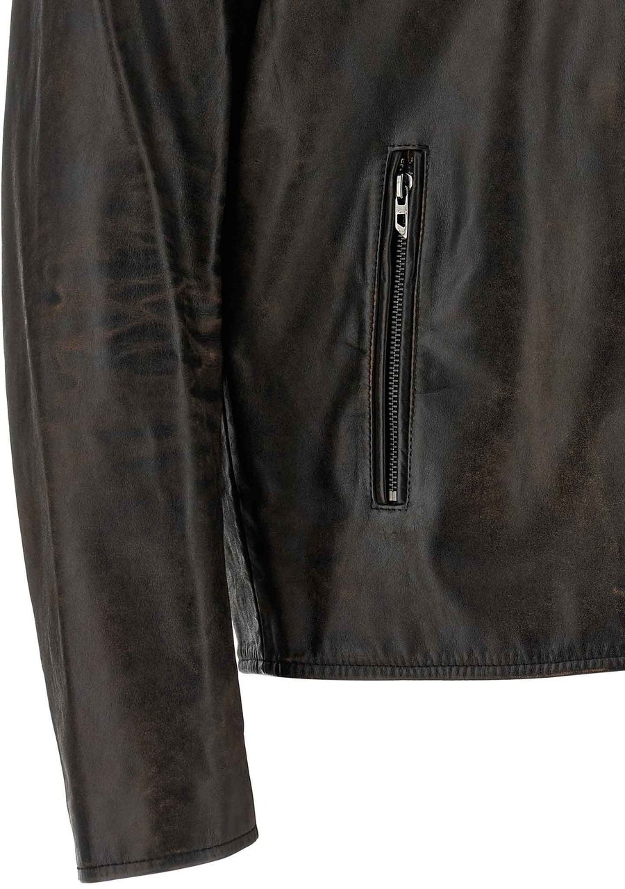 Diesel Brown Cowhide Leather Jacket Bruin