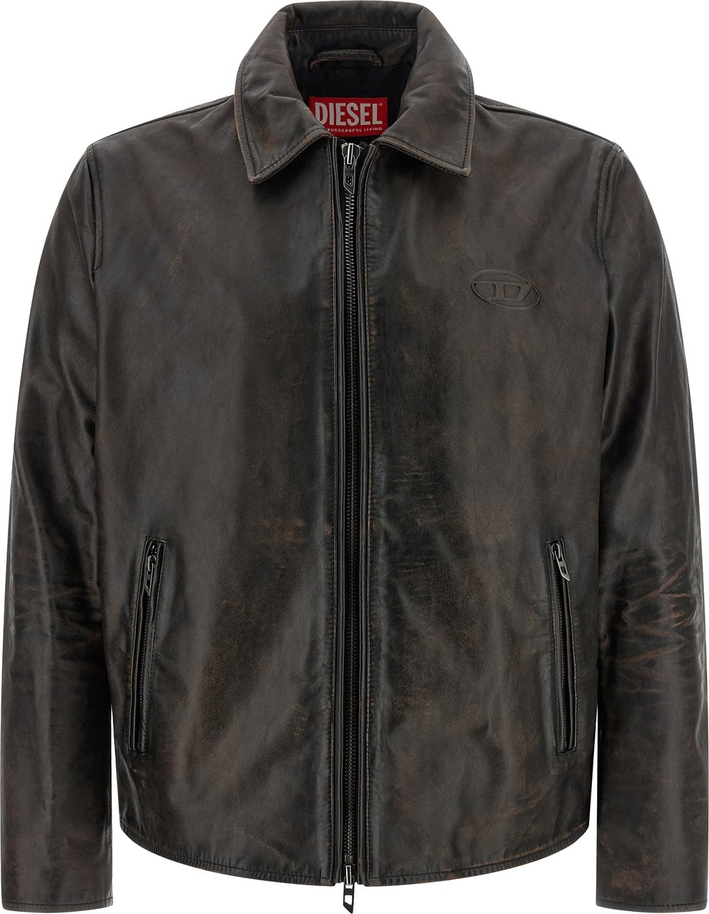 Diesel Brown Cowhide Leather Jacket Bruin