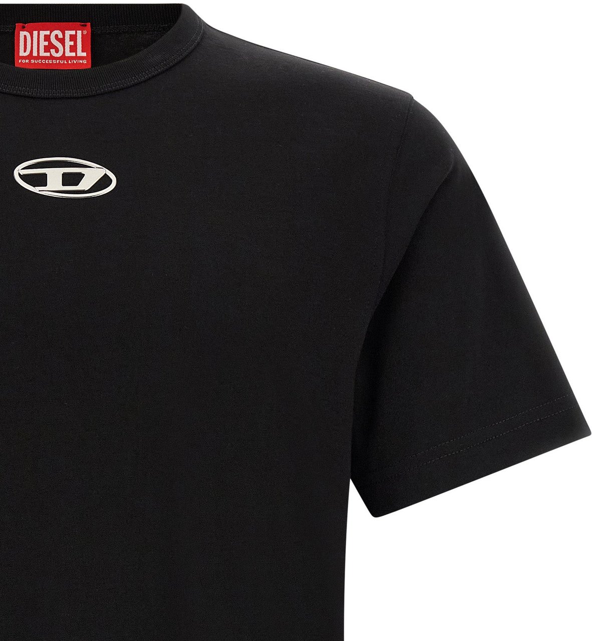 Diesel Black Cotton T-Shirt Zwart
