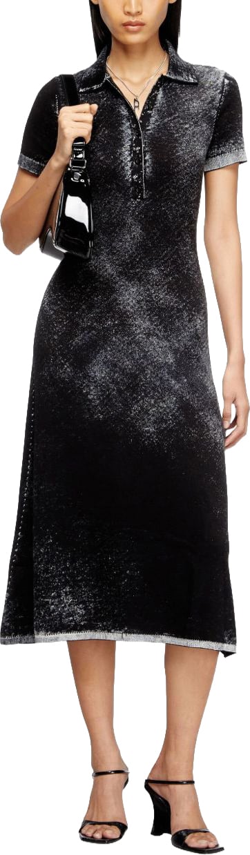 Diesel Midi Dress with Button Placket Zwart