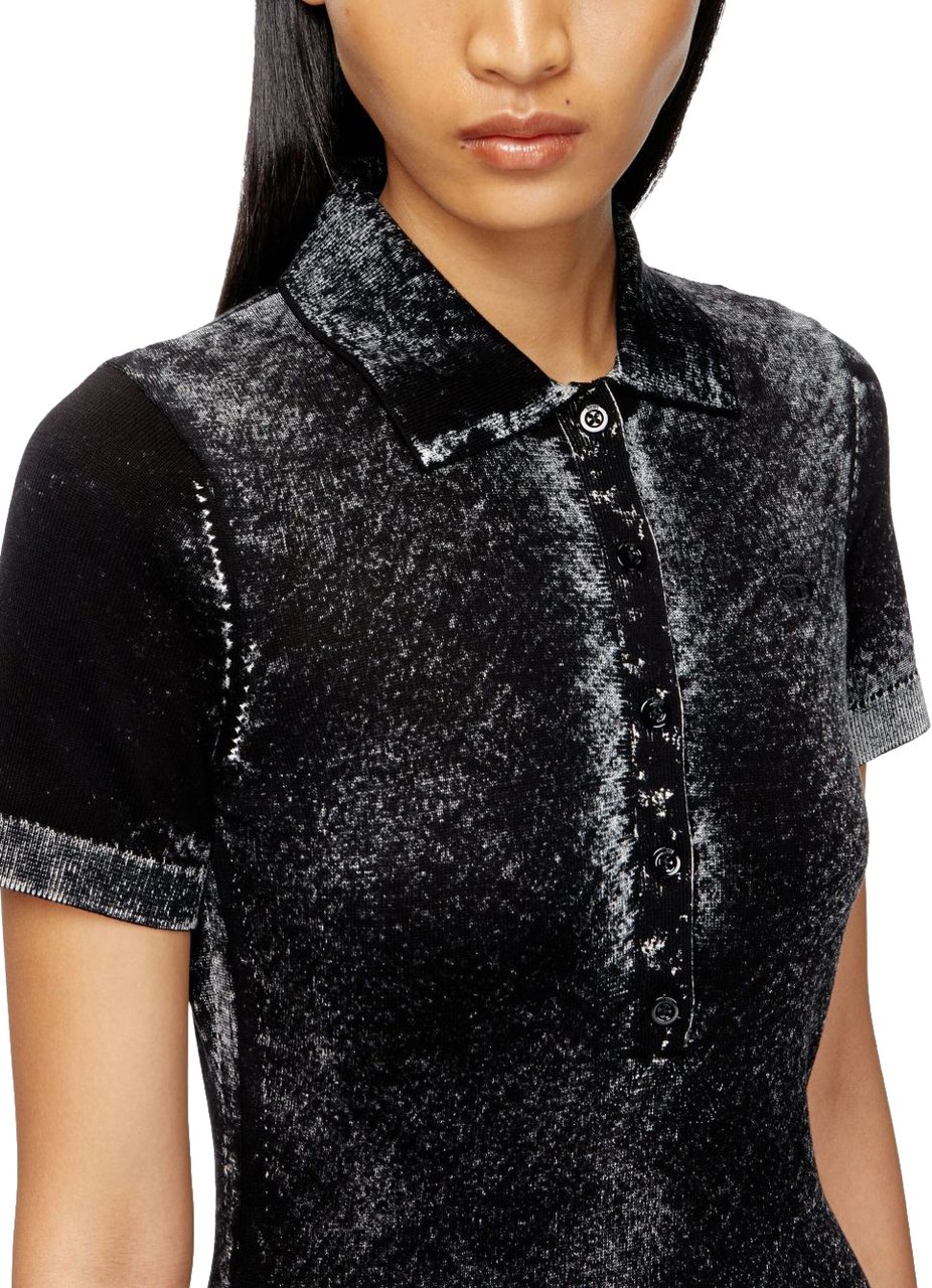 Diesel Midi Dress with Button Placket Zwart
