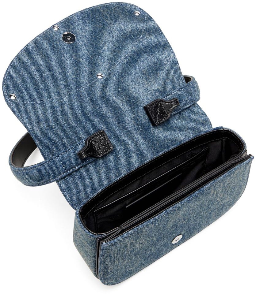Diesel Structured Denim Shoulder Bag With Silver-Tone Logo Grijs