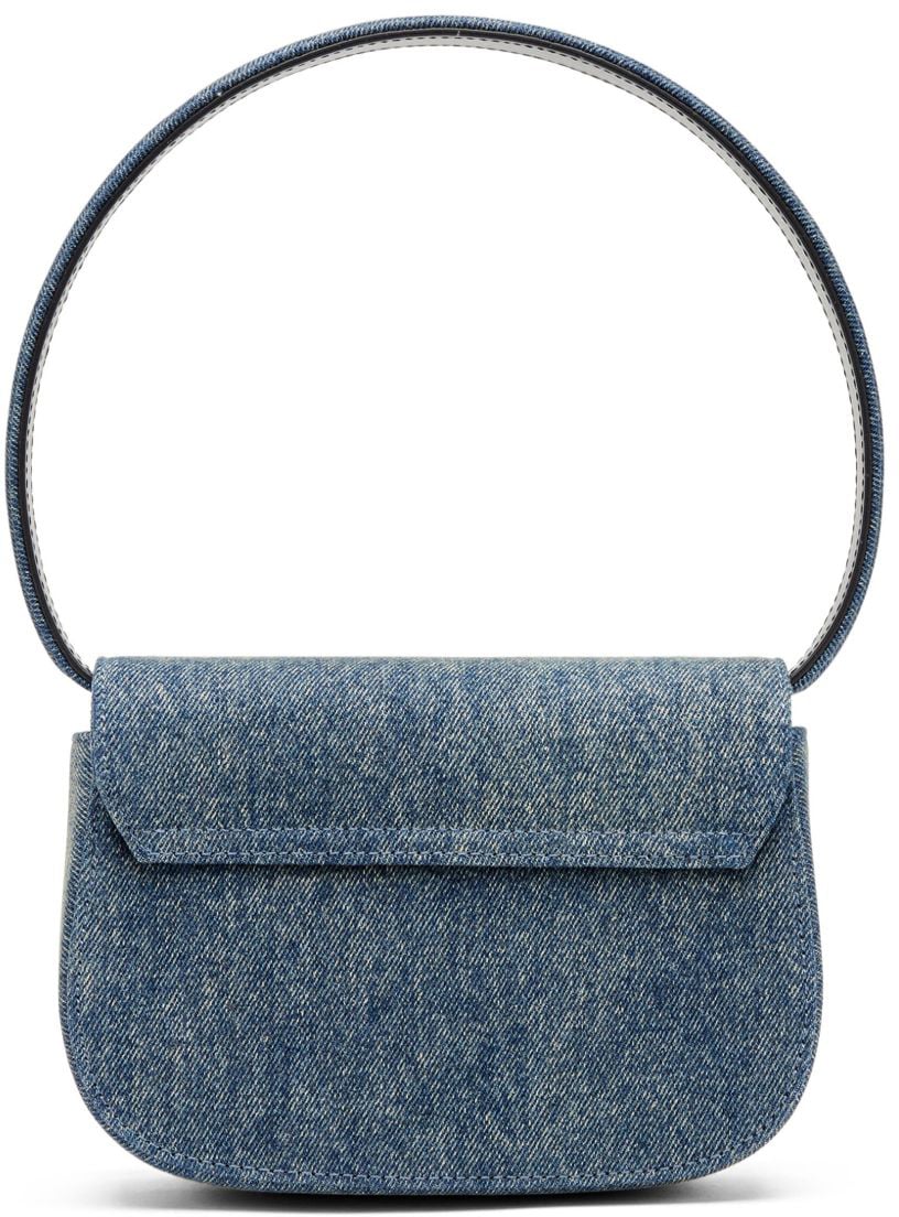 Diesel Structured Denim Shoulder Bag With Silver-Tone Logo Grijs