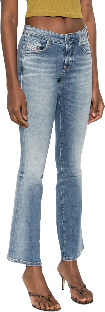 Diesel Faded Blue Denim Jeans with Flared Silhouette Blauw