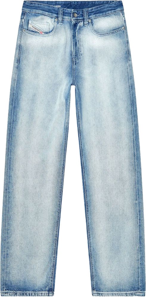 Diesel Wide-Leg Denim Jeans with Vintage Wash Blauw