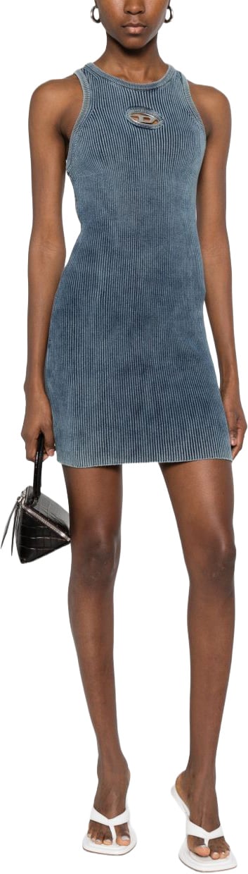 Diesel Ribbed Knit Sleeveless Dress Blauw