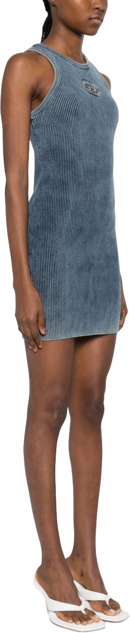 Diesel Ribbed Knit Sleeveless Dress Blauw