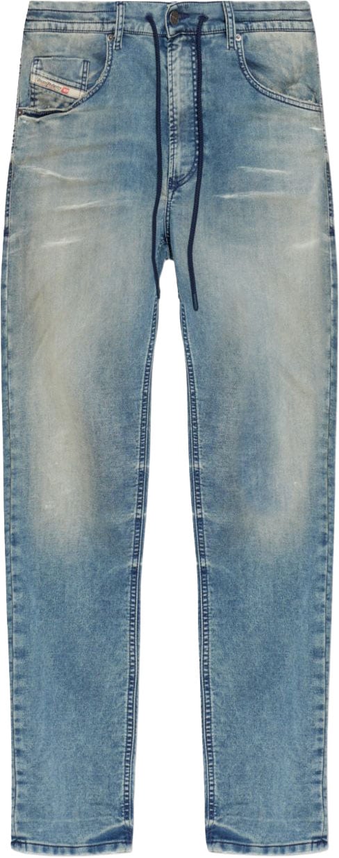 Diesel Faded Blue Drawstring-Fastening Jeans With Five Pockets Blauw