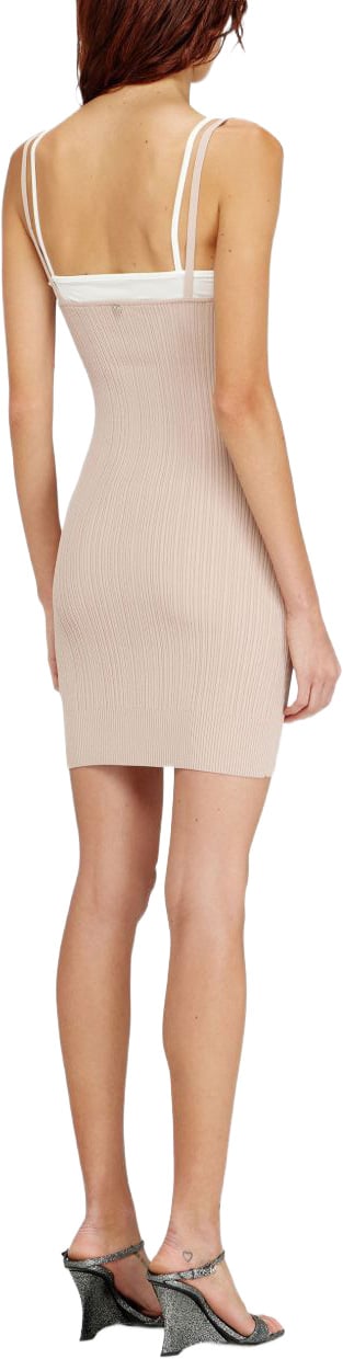 Diesel Ribbed Knit Bodycon Dress With Thin Straps Neutraal