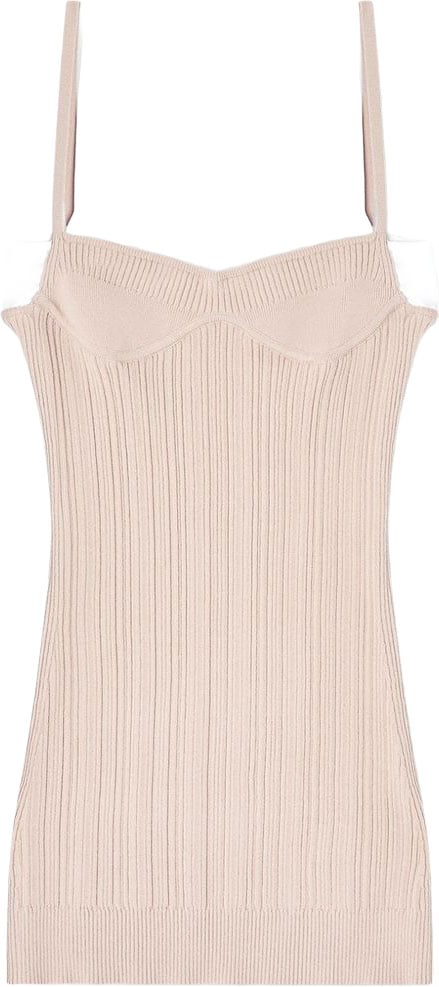 Diesel Ribbed Knit Bodycon Dress With Thin Straps Neutraal