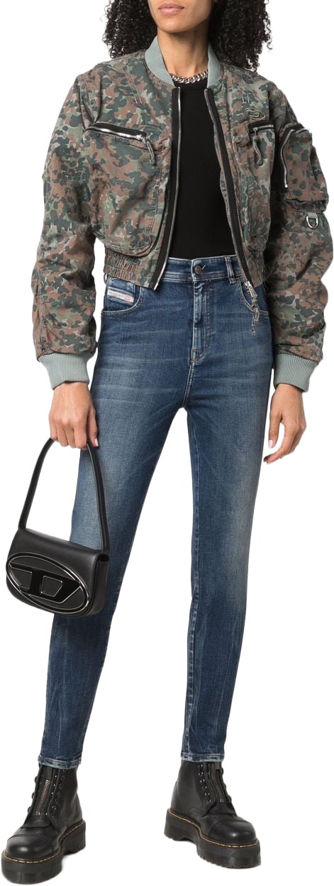 Diesel Black Leather Foldover Bag Wit