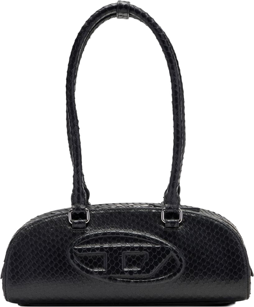 Diesel Elongated Handbag With Textured Snake-Like Pattern Zwart