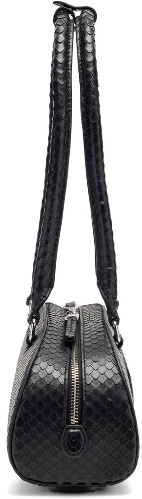 Diesel Elongated Handbag With Textured Snake-Like Pattern Zwart