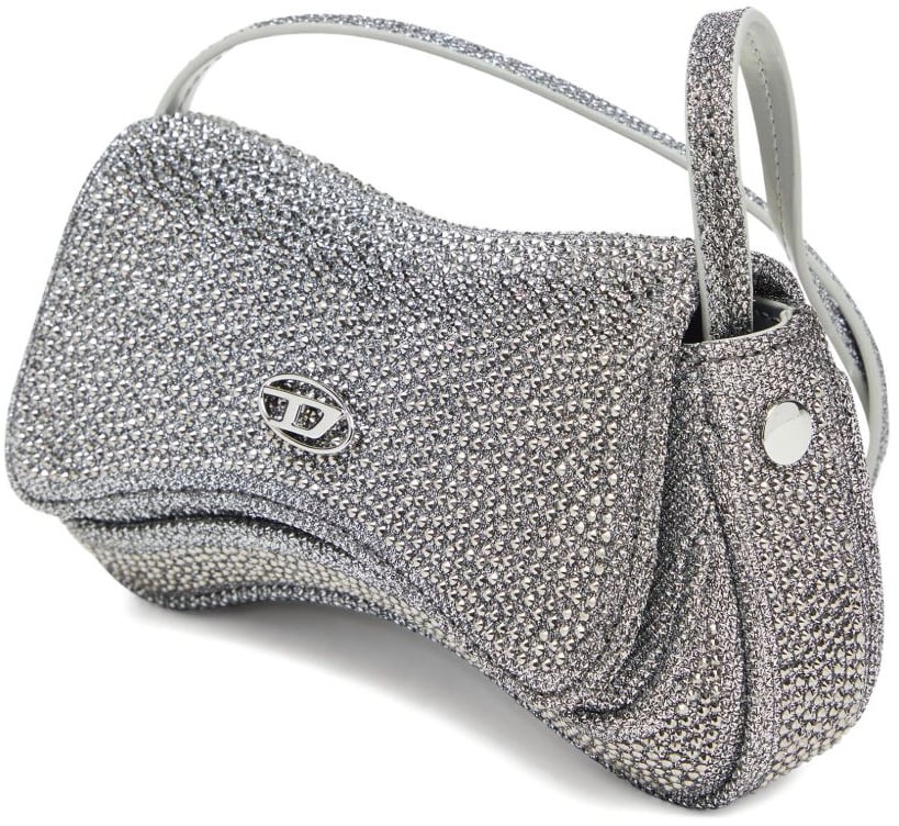 Diesel Curved Silver Bag Grijs