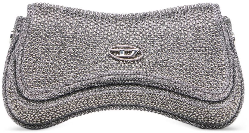 Diesel Curved Silver Bag Grijs
