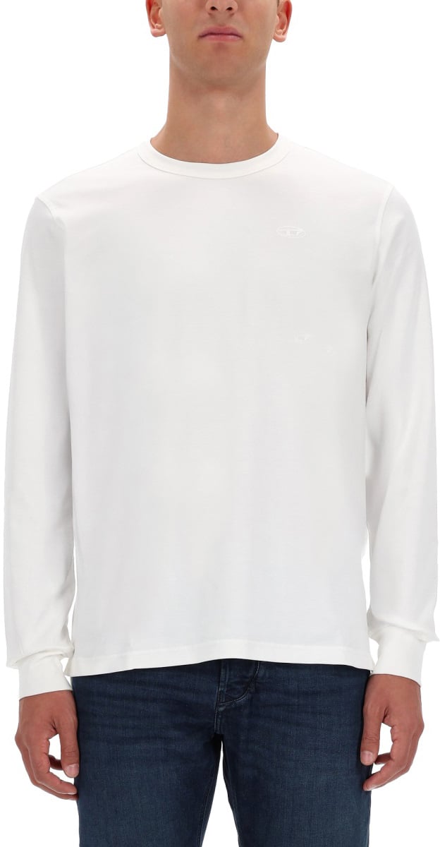 Diesel T-SHIRT WITH EMBROIDERED LOGO Wit