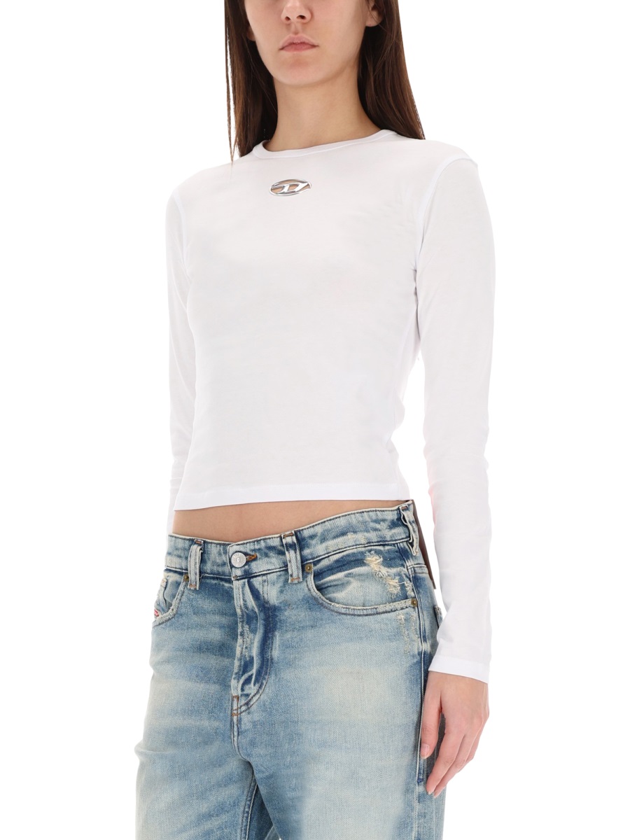 Diesel T-SHIRT "T-UNCUTIE-LONG-LS-OD" Wit