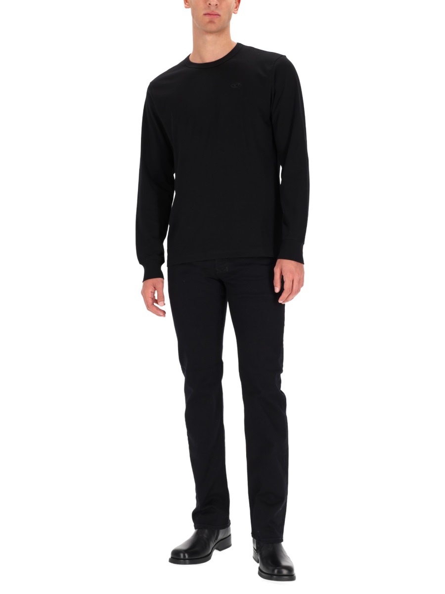 Diesel T-SHIRT WITH EMBROIDERED LOGO Zwart
