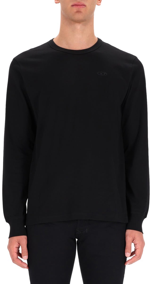Diesel T-SHIRT WITH EMBROIDERED LOGO Zwart