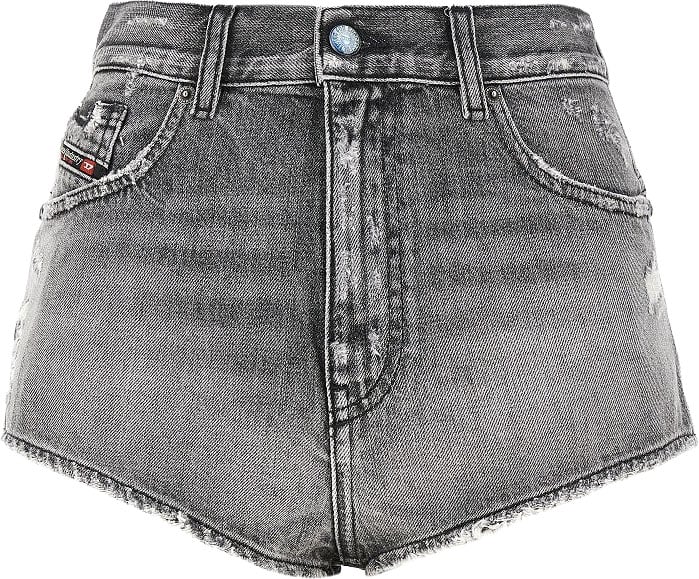 Diesel SHORTS IN DENIM CON ORLI SFRANGIATI Grijs