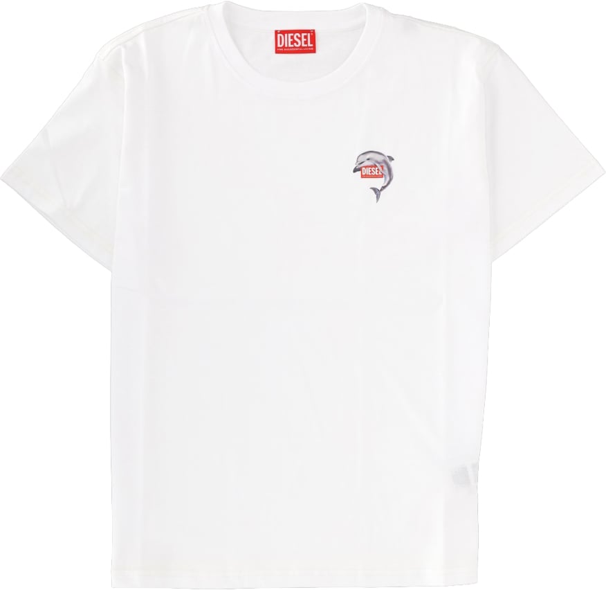 Diesel T-SHIRT IN COTONE CON STAMPA LOGO Wit