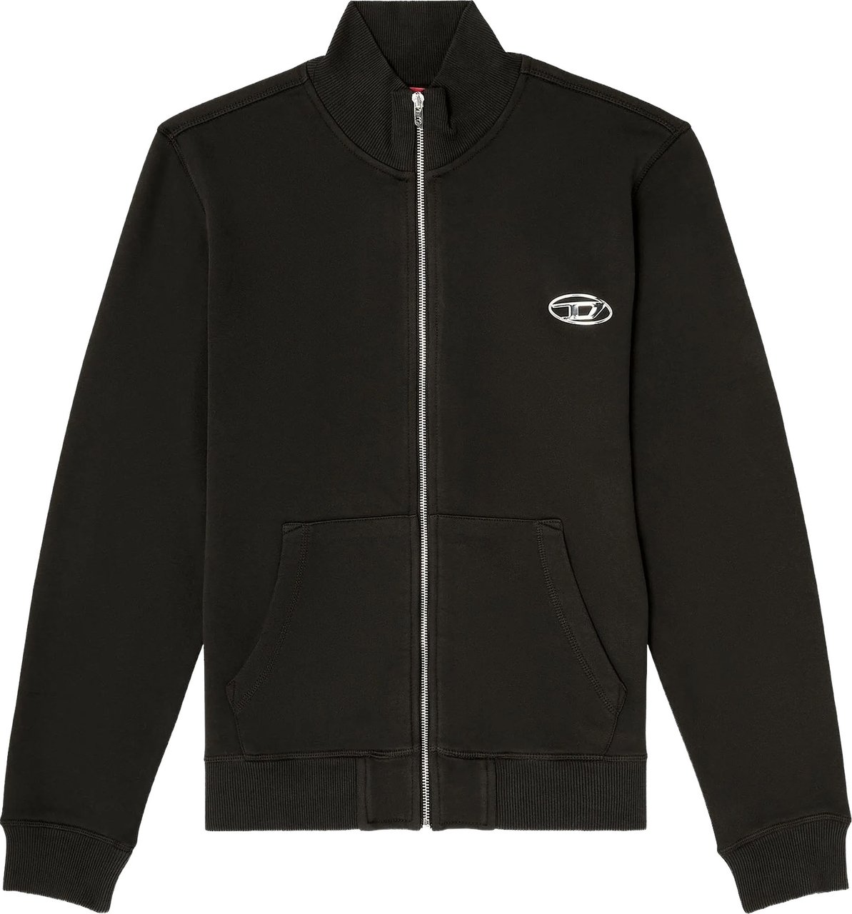 Diesel Black S-Ginn-Zip-Iod Cotton Sweatshirt Zwart