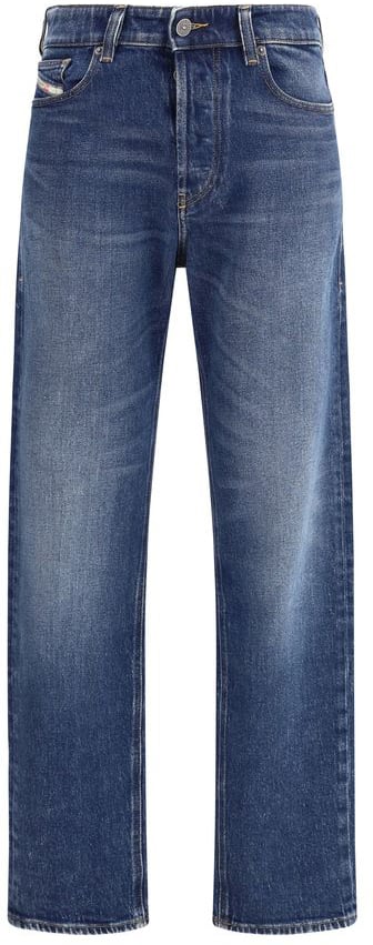 Diesel Diesel Blue Cotton Straight-Leg Jeans Blauw