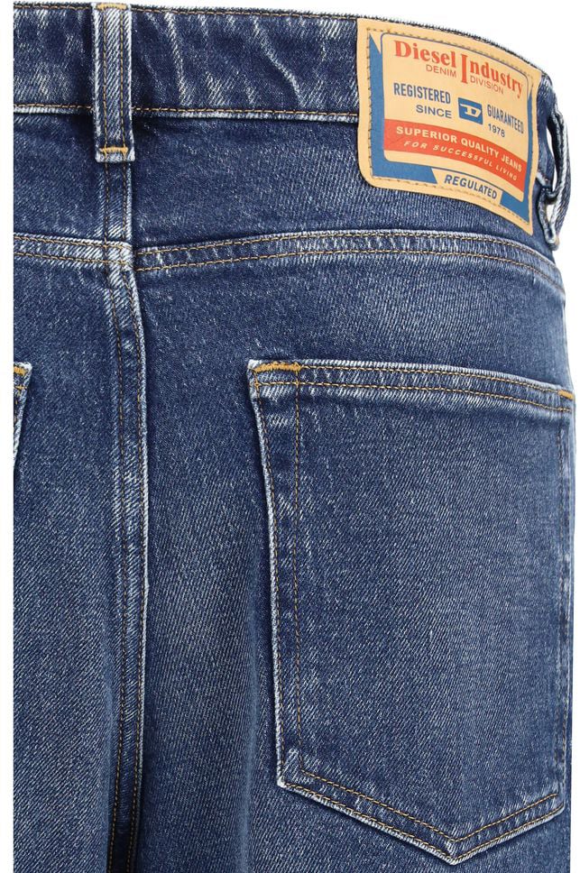 Diesel Diesel Blue Cotton Straight-Leg Jeans Blauw