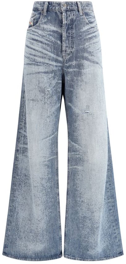 Diesel Diesel Blue Cotton Flared Jeans Blauw