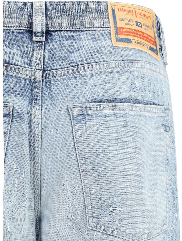 Diesel Diesel Blue Cotton Relaxed Fit Jeans Blauw