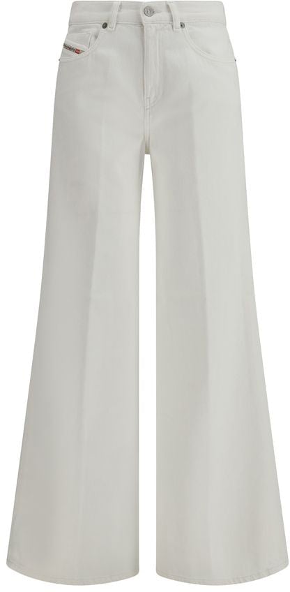 Diesel Diesel White Cotton Flared Jeans Wit