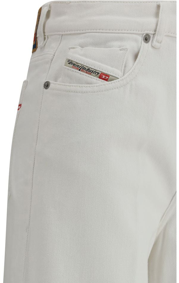 Diesel Diesel White Cotton Flared Jeans Wit