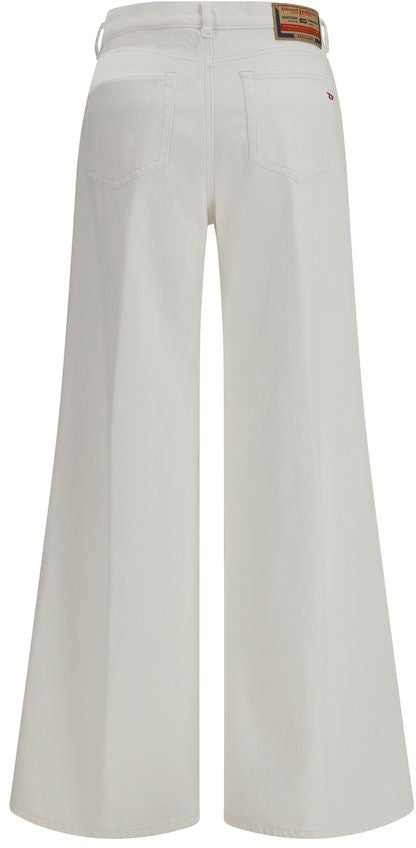Diesel Diesel White Cotton Flared Jeans Wit