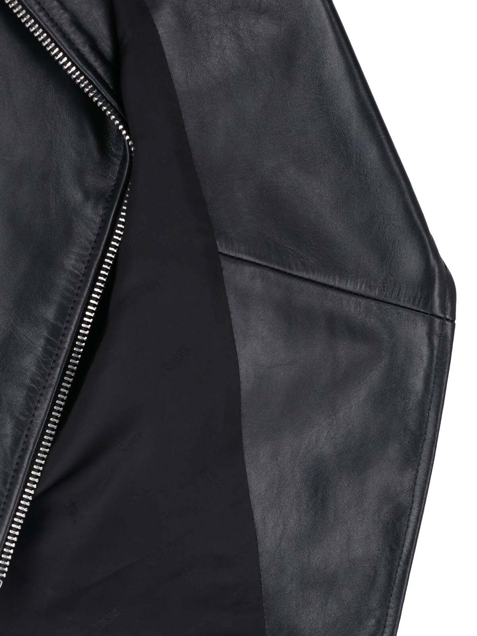 Diesel Cropped Black Leather Jacket with Asymmetrical Front Zwart