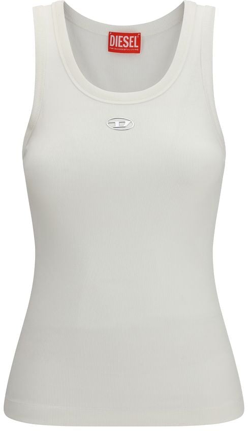 Diesel Diesel White Cotton Sleeveles T-Shirt Wit