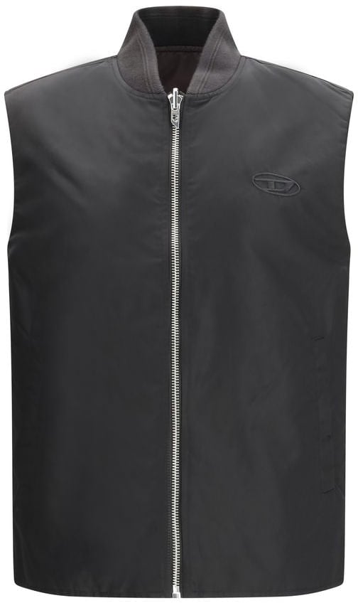 Diesel Brown Polyamide Sleeveless Jacket Bruin