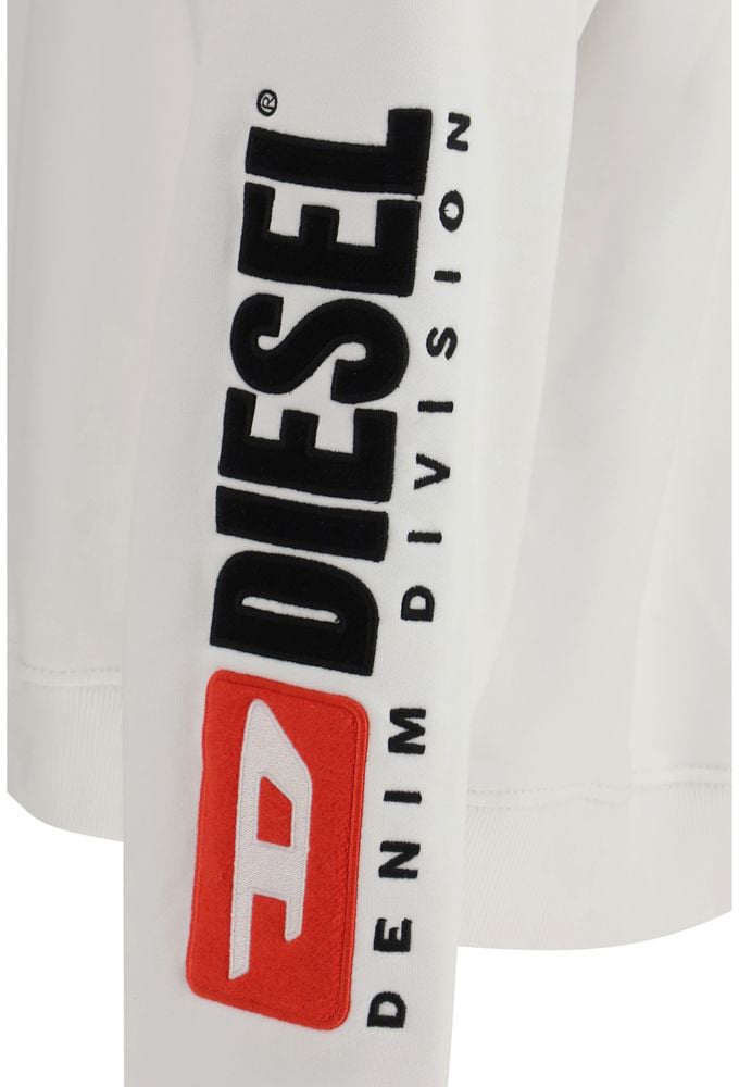 Diesel White Cotton Sweatshirt Wit