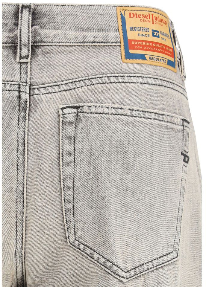 Diesel Diesel Gray Cotton Flared Jeans Grijs