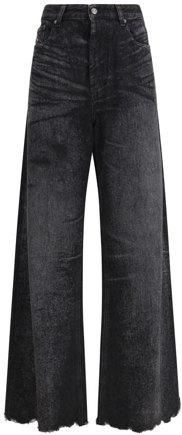 Diesel Diesel Black Cotton Relaxed Fit Jeans Zwart