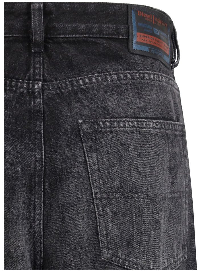 Diesel Diesel Black Cotton Relaxed Fit Jeans Zwart