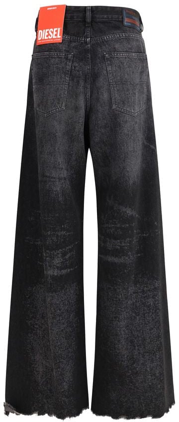 Diesel Diesel Black Cotton Relaxed Fit Jeans Zwart
