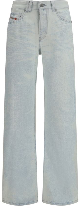 Diesel Diesel Blue Cotton Straight-Leg Jeans Blauw