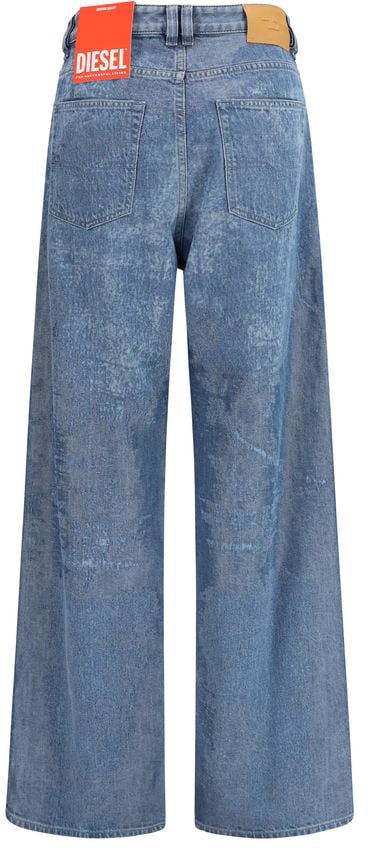 Diesel Diesel Blue Cotton Relaxed Fit Jeans Blauw