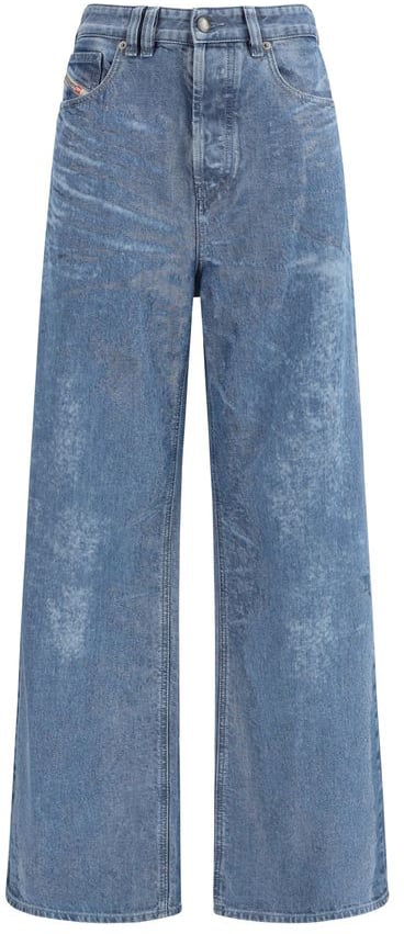 Diesel Diesel Blue Cotton Relaxed Fit Jeans Blauw